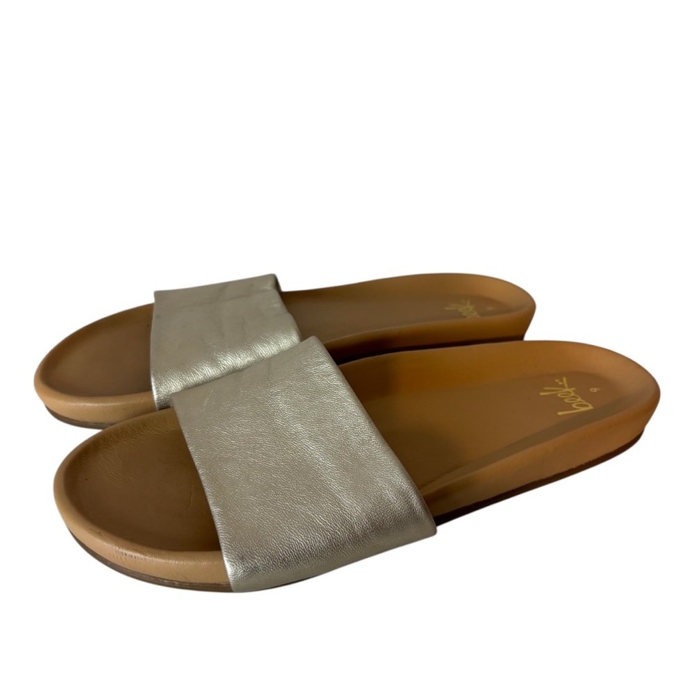 Beek Gallito Slide Sandal Platinum Leather Slip On Women's Size US 9